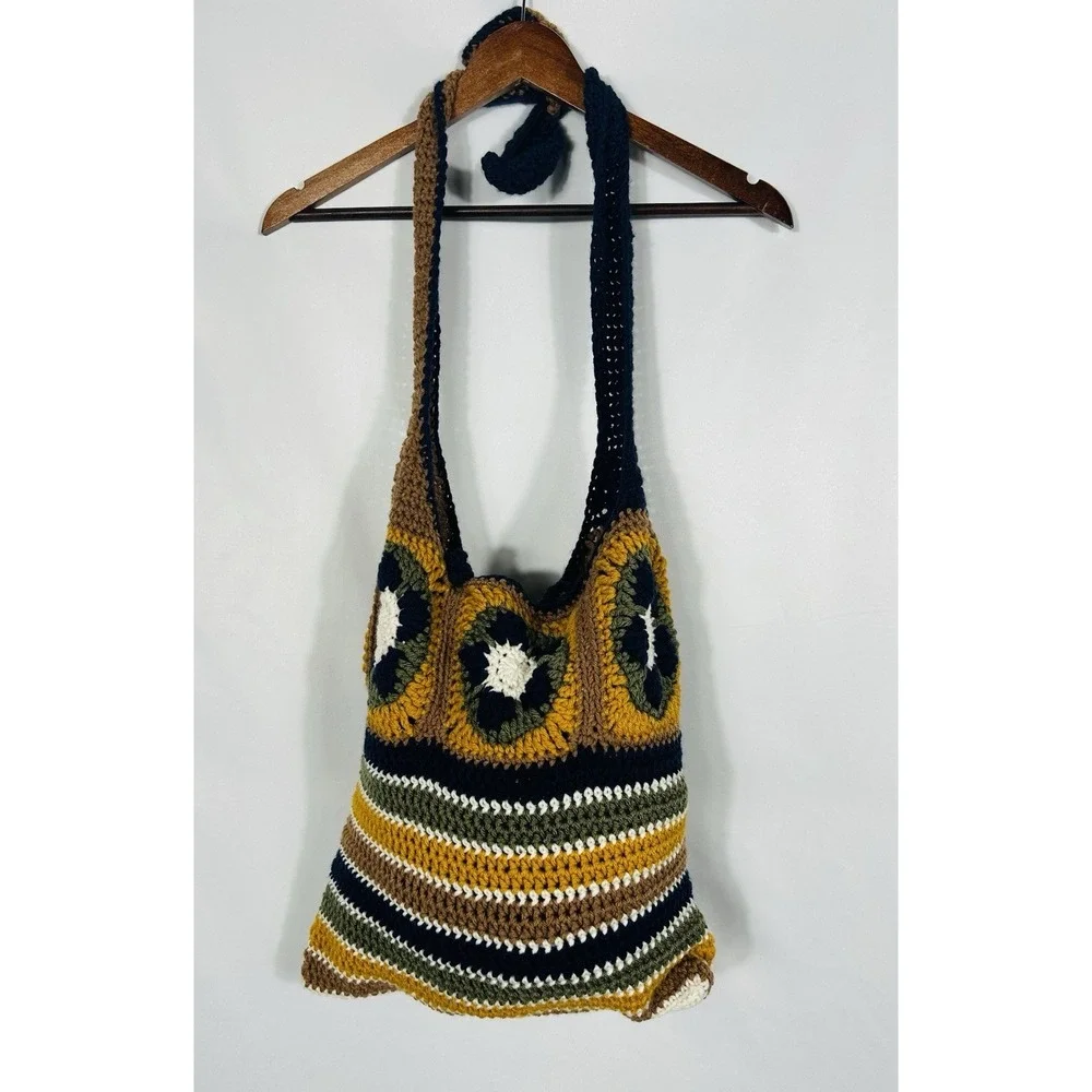 Hand Knit Crochet Large Hobo Bag Boho Hippie Festival Coachella Indie Earthy Y2K